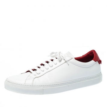Pre Owned Givenchy White/Red Leather Urban Street Low Top Sneakers Size 45