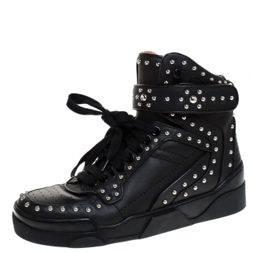 Pre Owned Givenchy Black Studded Leather Tyson High Top Sneakers Size 41