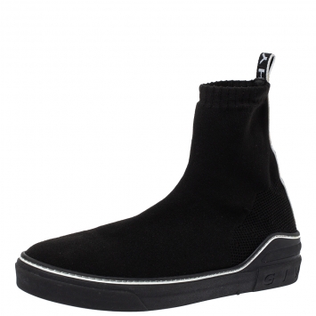 Pre Owned Givenchy Black Knitted Fabric George V Mid Sock Sneakers Size 43