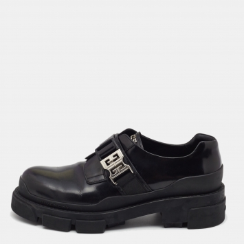Pre Owned Givenchy Black Leather Buckle Monk Derby Size 41