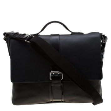 Pre Owned Givenchy Black Leather Briefcase 