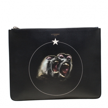 Pre Owned Givenchy Black Monkey Brothers Leather Pouch