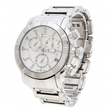 Pre Owned Givenchy Silver White Stainless Steel GV.5220J Men's Wristwatch 48MM