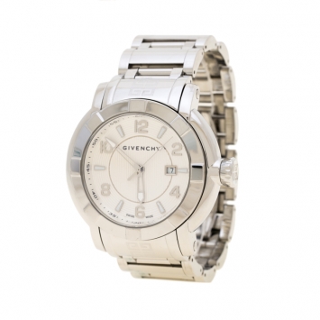Pre Owned Givenchy White Stainless Steel GV.5254J Men's Wristwatch 48 mm
