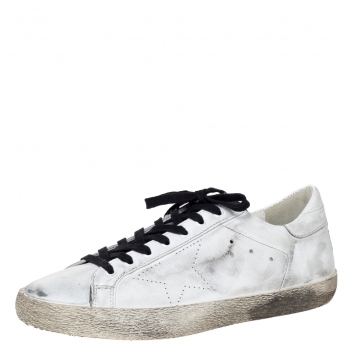 Pre Owned Golden Goose White Leather Skate Superstar Low Top Sneakers Size 45