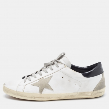 Pre Owned Golden Goose White Leather Superstar Low Top Sneakers Size 47