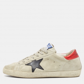 Pre Owned Golden Goose Grey Suede and Leather Superstar Sneakers Size 42