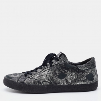 Pre Owned Golden Goose Black Leather Superstar Classic Sneakers Size 45