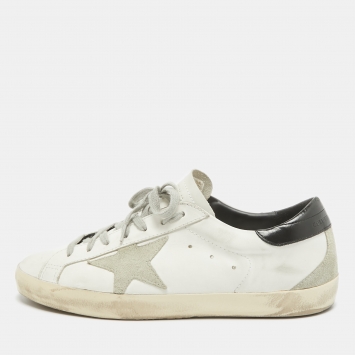 Pre Owned Golden Goose White Leather Superstar Sneakers Size 42