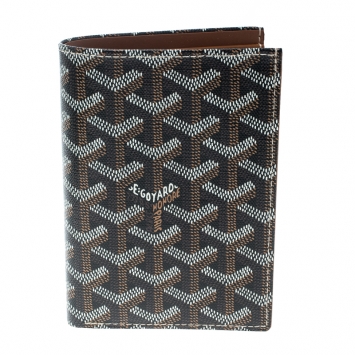 Pre Owned Goyard Black/Brown Coated Canvas Porte Feuille Simple Bifold Wallet
