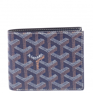 Pre Owned Goyard Blue Goyardine Coated Canvas Bifold Victoire Wallet