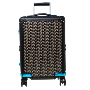 Goyard Black Goyardine Canvas and Leather Bourget PM Trolley