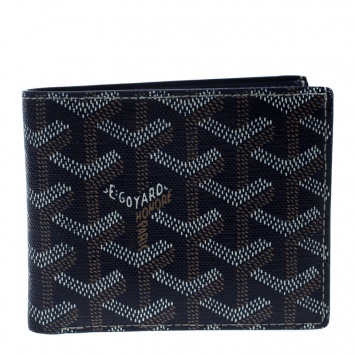 Pre Owned Goyard Dark Blue Coated Canvas Victoire Bifold Wallet