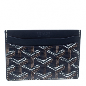 Pre Owned Goyard Blue Goyardine Coated Canvas Saint Sulpice Card Holder