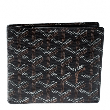 Pre Owned Goyard Brown/White Coated Canvas Victoire Bifold Wallet