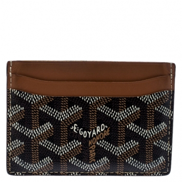 Pre Owned Goyard Brown Goyardine Coated Canvas Saint Sulpice Card Holder