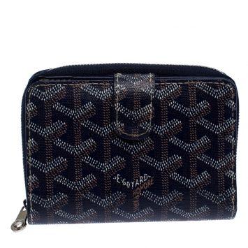 Goyard Blue Goyardine Coated Canvas Zip Around Wallet