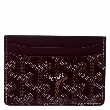 Pre Owned Goyard Burgundy Goyardine Coated Canvas Saint Sulpice Card Holder