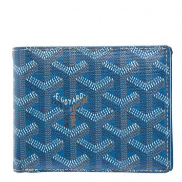 Pre Owned Goyard Blue Goyardine Coated Canvas Bi-Fold Wallet