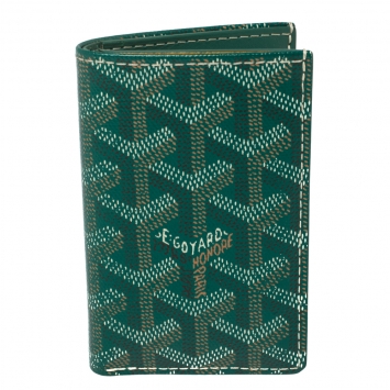 Pre Owned Goyard Green Goyardine Coated Canvas Saint Pierre Bifold Card Holder