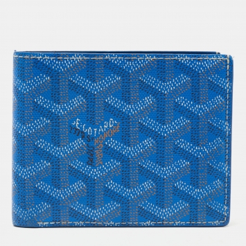 Goyard Blue Goyardine Coated Canvas Victoire Bifold Wallet