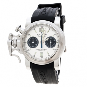 Pre Owned Graham White Stainless Steel Chronofighter 2CFAS Men's Wristwatch 43 mm