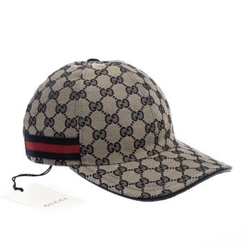 Pre Owned Gucci Blue Guccissima Patterned Web Trimmed Baseball Cap S