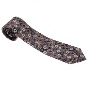Pre Owned Gucci Grey Floral Print Silk Tie