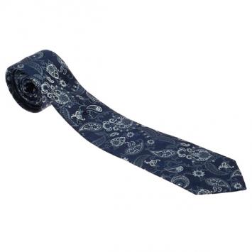 Pre Owned Gucci Dark Blue Paisley Print Silk Tie