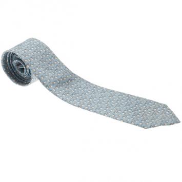 Pre Owned Gucci Light Blue Printed Silk Tie
