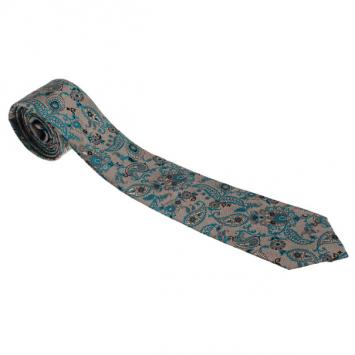 Pre Owned Gucci Blue Paisley Print Silk Tie