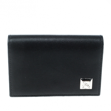 Pre Owned Gucci Black Textured Leather Card Case