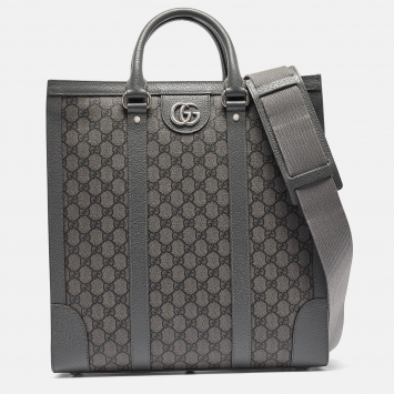 Pre Owned Gucci Dark Grey GG Supreme Canvas Medium Ophidia Tote