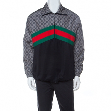 Pre Owned Gucci Multicolor GG Supreme Web Stripe Track Jacket M 