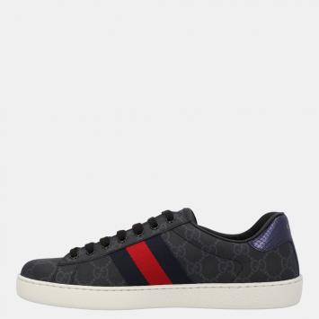 Pre Owned Gucci Black Ace Supreme Sneakers Size UK 7.5