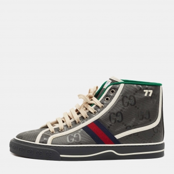 Pre Owned Gucci Grey Nylon Tennis 1977 High Top Sneakers Size 43