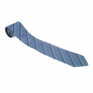 Pre Owned Gucci Blue and Grey Diagonal Striped Textured Silk Jacquard Tie