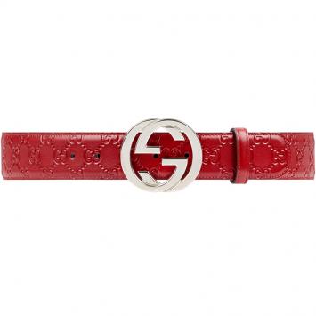 Pre Owned Gucci Red Guccissima Leather Belt Size 95CM