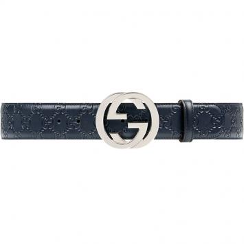 Pre Owned Gucci Blue Guccissima Leather Belt Size 100CM