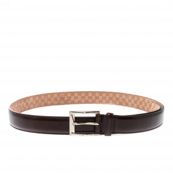 Pre Owned Gucci Brown Leather Buckle Belt 100CM