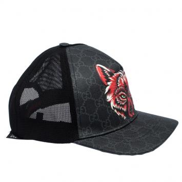 Pre Owned Gucci Grey Fox Print Canvas GG Supreme Baseball Cap L
