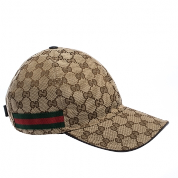 Pre Owned Gucci Beige GG Canvas Web Trimmed Baseball Cap XXL