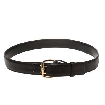 Pre Owned Gucci Black Leather Buckle Belt 100CM