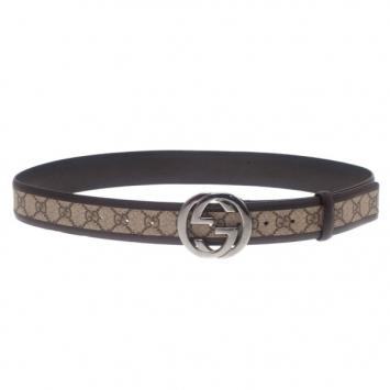 Pre Owned Gucci Brown Guccissima Canvas GG Buckle Belt 100CM
