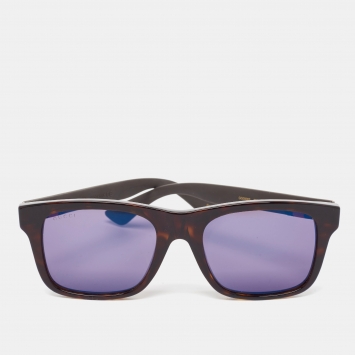 Pre Owned Gucci Dark Brown Tortoise GG008S Wayfarer Sunglasses