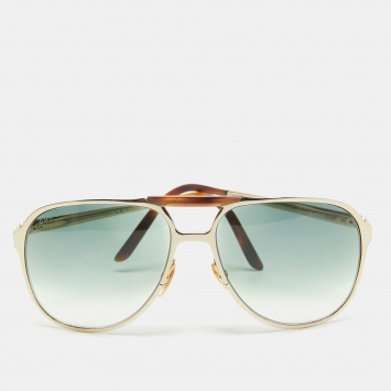 مملوكة مسبقًا Gucci Green/Brown Gradient GG2206/S Aviator Sunglasses