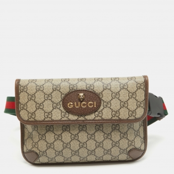 Pre Owned Gucci Beige/Brown GG Supreme Canvas and Leather Neo Belt Bag