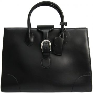 Pre Owned Gucci Black Leather Carry On Buckle Tote