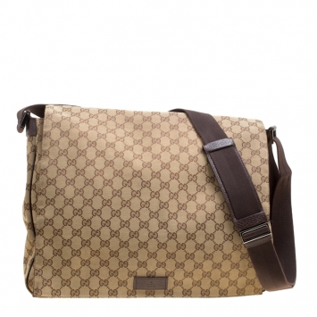 Pre Owned Gucci Beige GG Canvas large Messenger Bag