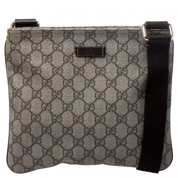 Pre Owned Gucci Brown GG Supreme Canvas Messenger Bag